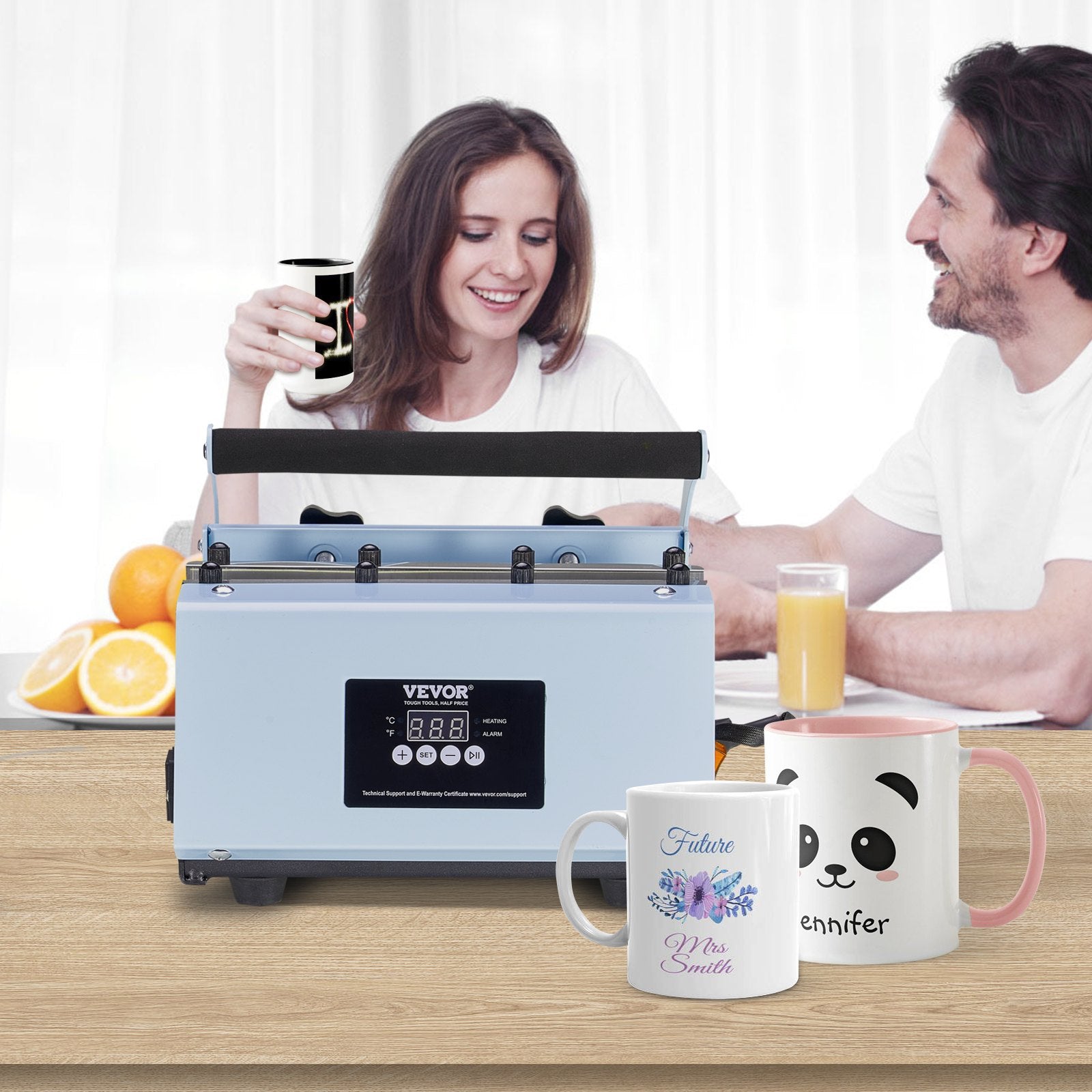 Drinkware: VEVOR Tumbler Heat Press Machine 11-30oz Mug Press Sublimation Tumblers Blue