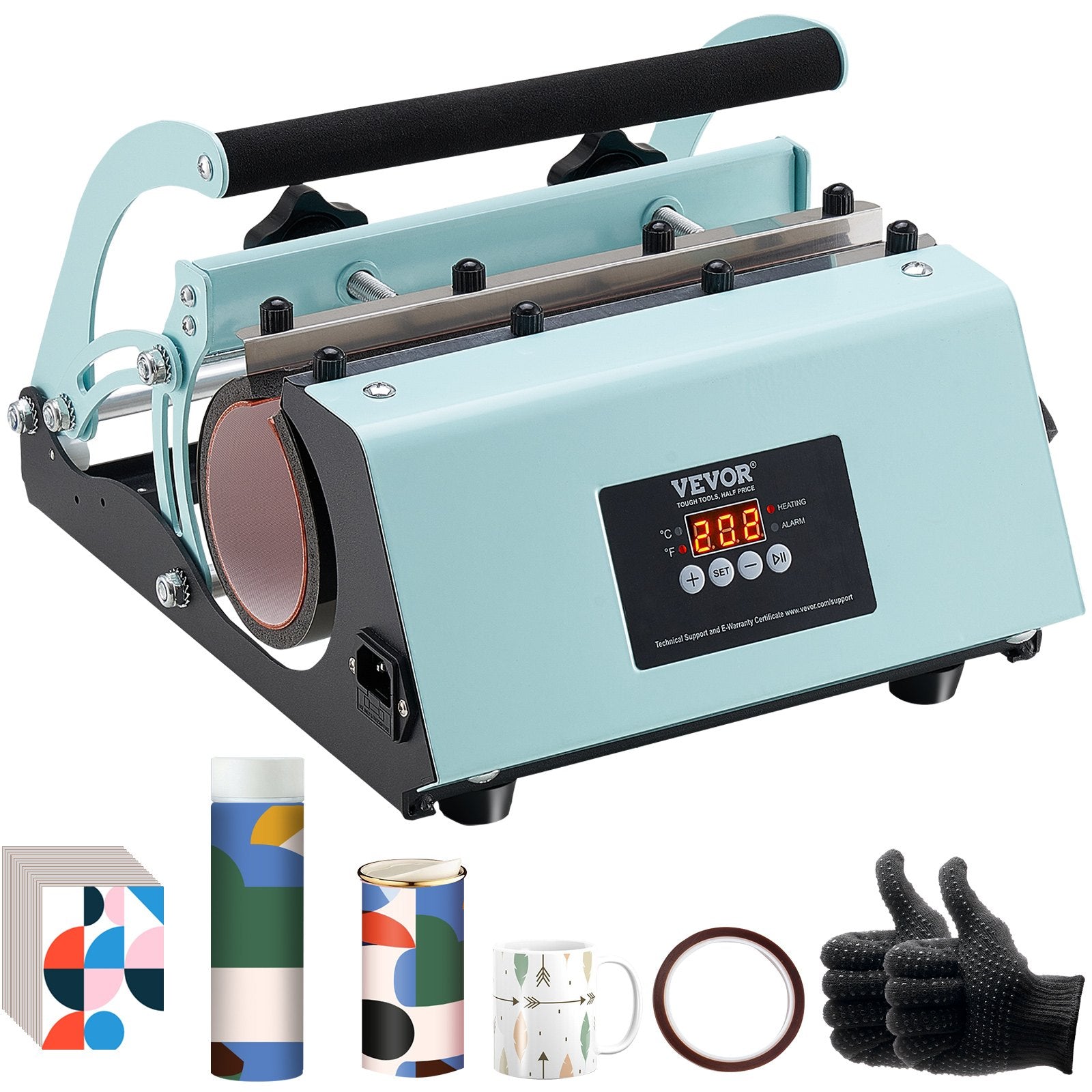 Disposable Cups: VEVOR Tumbler Heat Press Machine 11-30oz Mug Press Sublimation Tumblers Green
