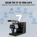 Coffee Machines & Accessories: VEVOR Hat Heat Press Cap Heat Press Machine 4 Heating Pads Sublimation Transfer