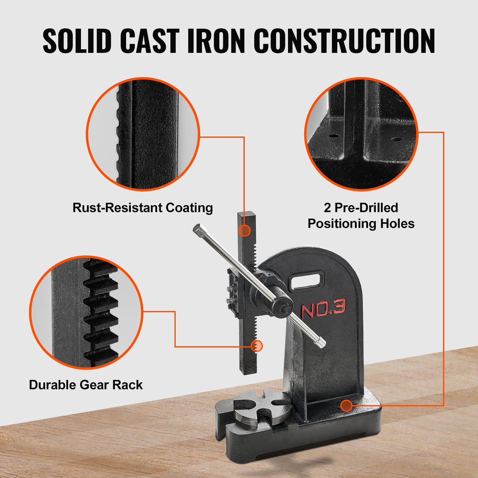 Saw Accessories: VEVOR Arbor Press, 3 Ton Manual Arbor Press, 30.99" Maximum Height, Cast Iron Heavy-duty Manual Desktop Arbor Press, Precision Hand Press for Stamping, Bending, Stretching, Forming