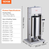 Speciality Appliances: VEVOR Manual Sausage Stuffer 15 L Vertical Sausage Machine 304 Stainless Steel