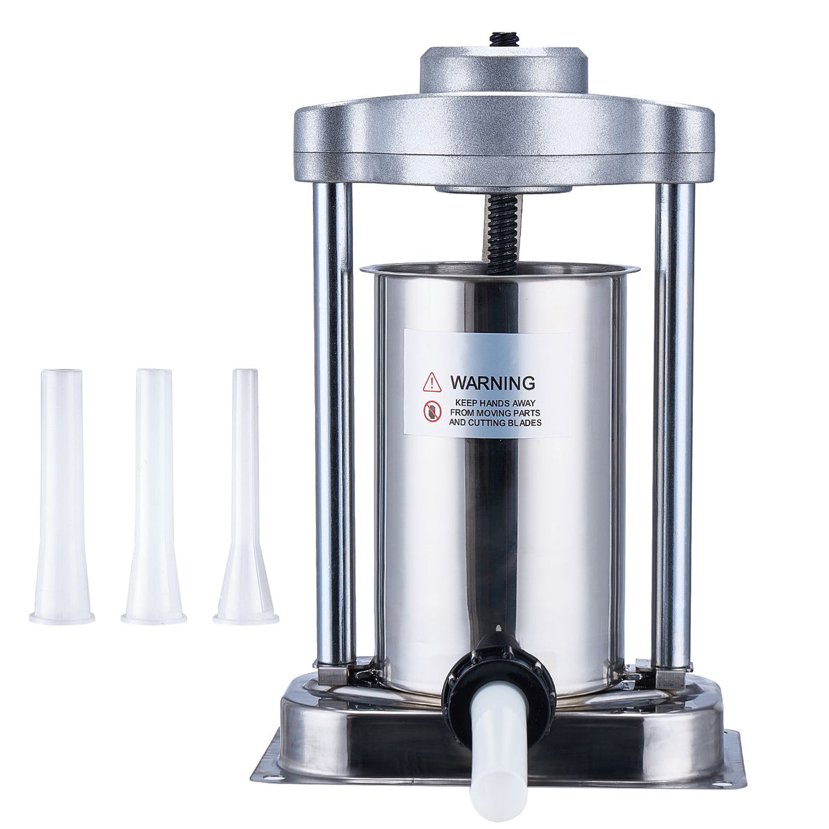 Manual Sausage Stuffer, 2 L / 5 LBS Vertical Sausage Machine with G-type Clamp, Food-Grade 304 Stainless Steel Barrel with 2 Stuffing Tubes, for Home Kitchen Restaurant Commercial