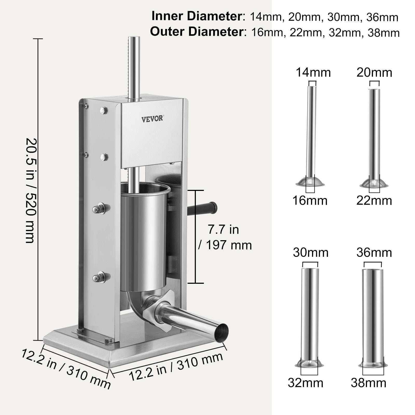 Sausage Stuffer 5LBS/3L Capacity Homemade Sausage Maker Stainless Steel