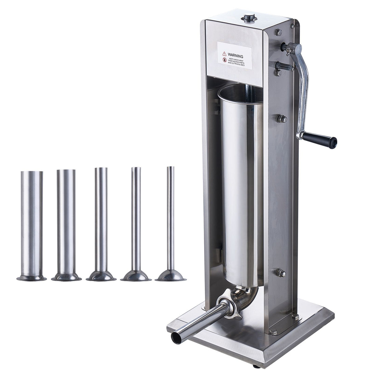 Manual Sausage Stuffer, 7 L / 15 LBS Vertical Sausage Machine, Dual-Speed Meat Stuffer, Made of Food-Grade 304 Stainless Steel, Includes 5 Stuffing Tubes, for Home Kitchen Restaurant Commercial