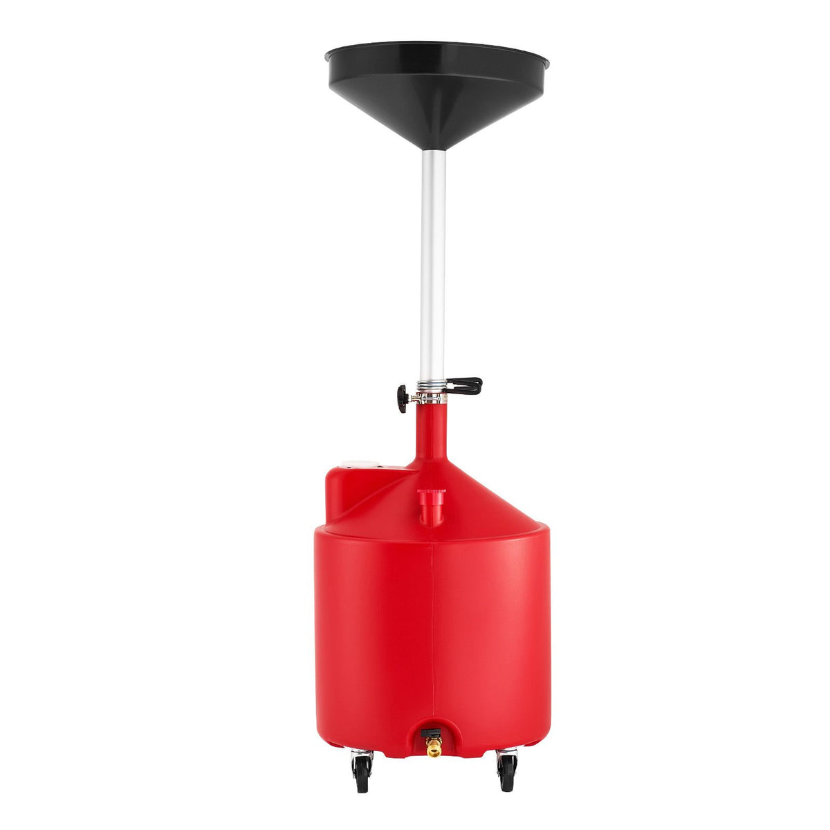 68L Waste Oil Drain Tank, Industrial Fluid Drain Tank with Adjustable Funnel Height, Portable Oil Drainer with Wheels, Fluid Fuel Transfer Drainage for Auto Repair Shops, Garages, Red