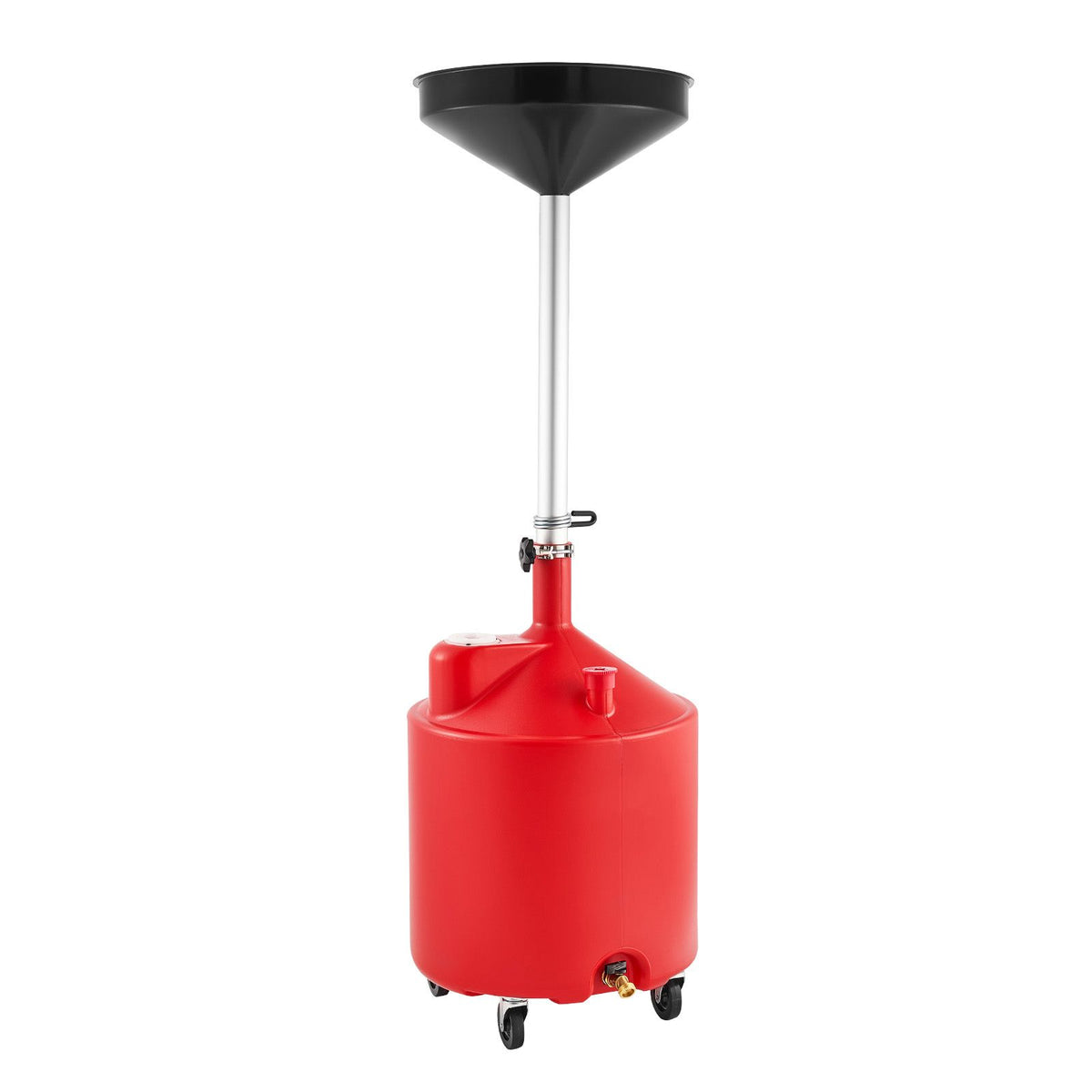 68L Waste Oil Drain Tank, Industrial Fluid Drain Tank with Adjustable Funnel Height, Portable Oil Drainer with Wheels, Fluid Fuel Transfer Drainage for Auto Repair Shops, Garages, Red