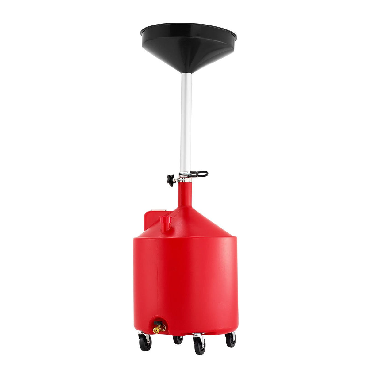 68L Waste Oil Drain Tank, Industrial Fluid Drain Tank with Adjustable Funnel Height, Portable Oil Drainer with Wheels, Fluid Fuel Transfer Drainage for Auto Repair Shops, Garages, Red