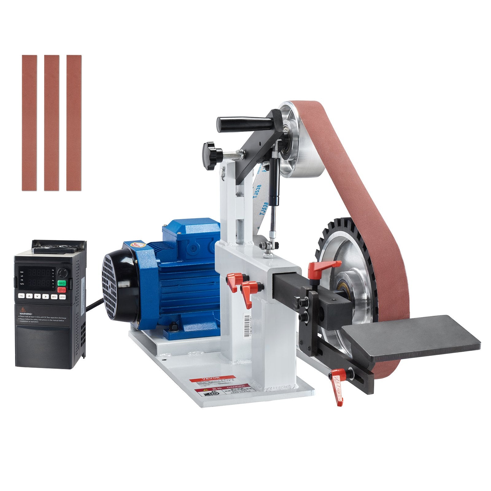 Sanding Accessories: VEVOR Belt Grinder Sander, 72 x 2-Inch Variable Speed Belt Polisher with VFD, 1500W 2HP Polishing Grinding Machine with 3 Grinding Moulds & 3PCS Sanding Belts for Metalworking, Knife Making