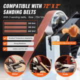 Sanding Accessories: VEVOR Belt Grinder Sander, 72 x 2-Inch Variable Speed Belt Polisher with VFD, 1500W 2HP Polishing Grinding Machine with 3 Grinding Moulds & 3PCS Sanding Belts for Metalworking, Knife Making