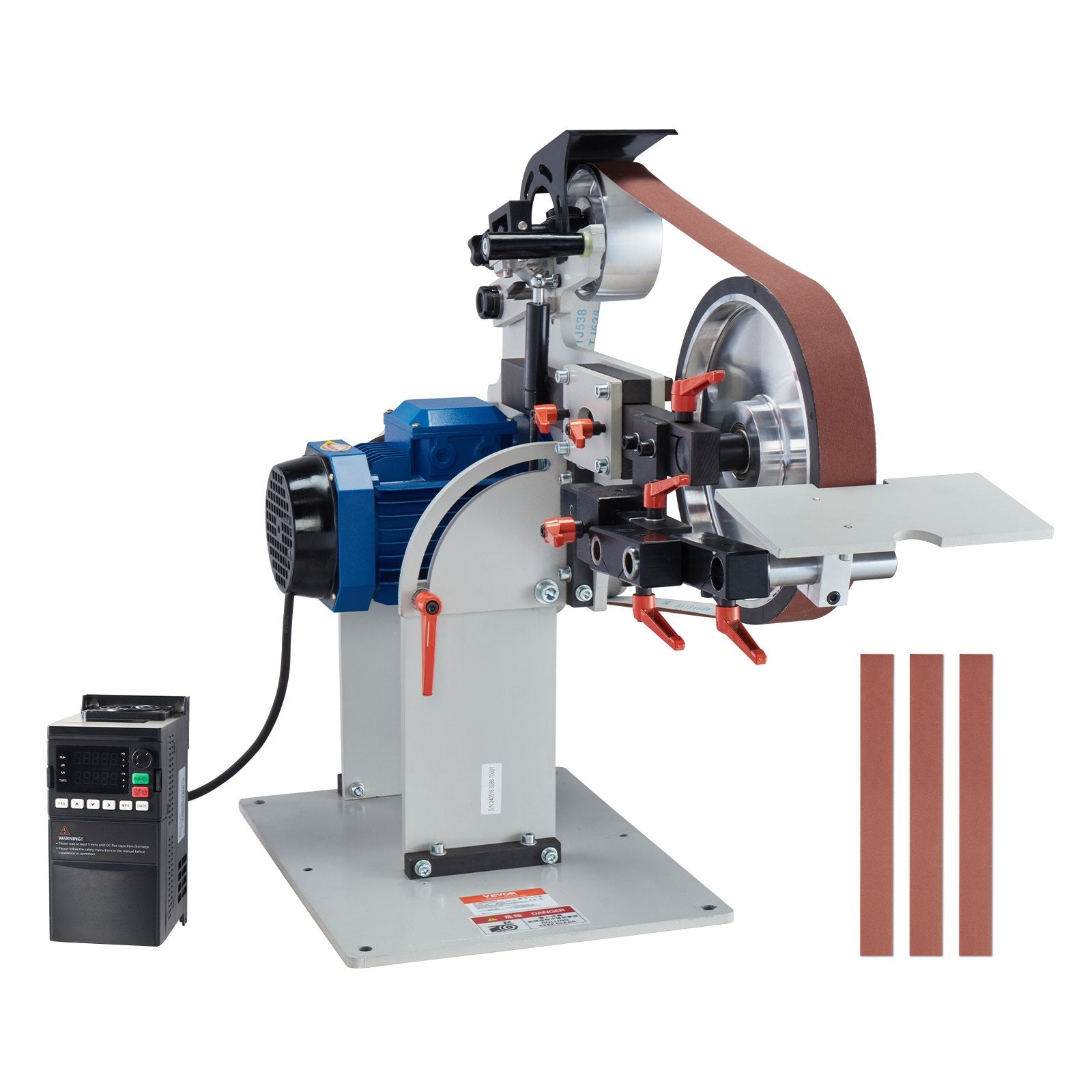 Sanding Accessories: VEVOR Belt Grinder Sander 72 x 2-Inch Belt Polisher with VFD 3 Grinding Moulds