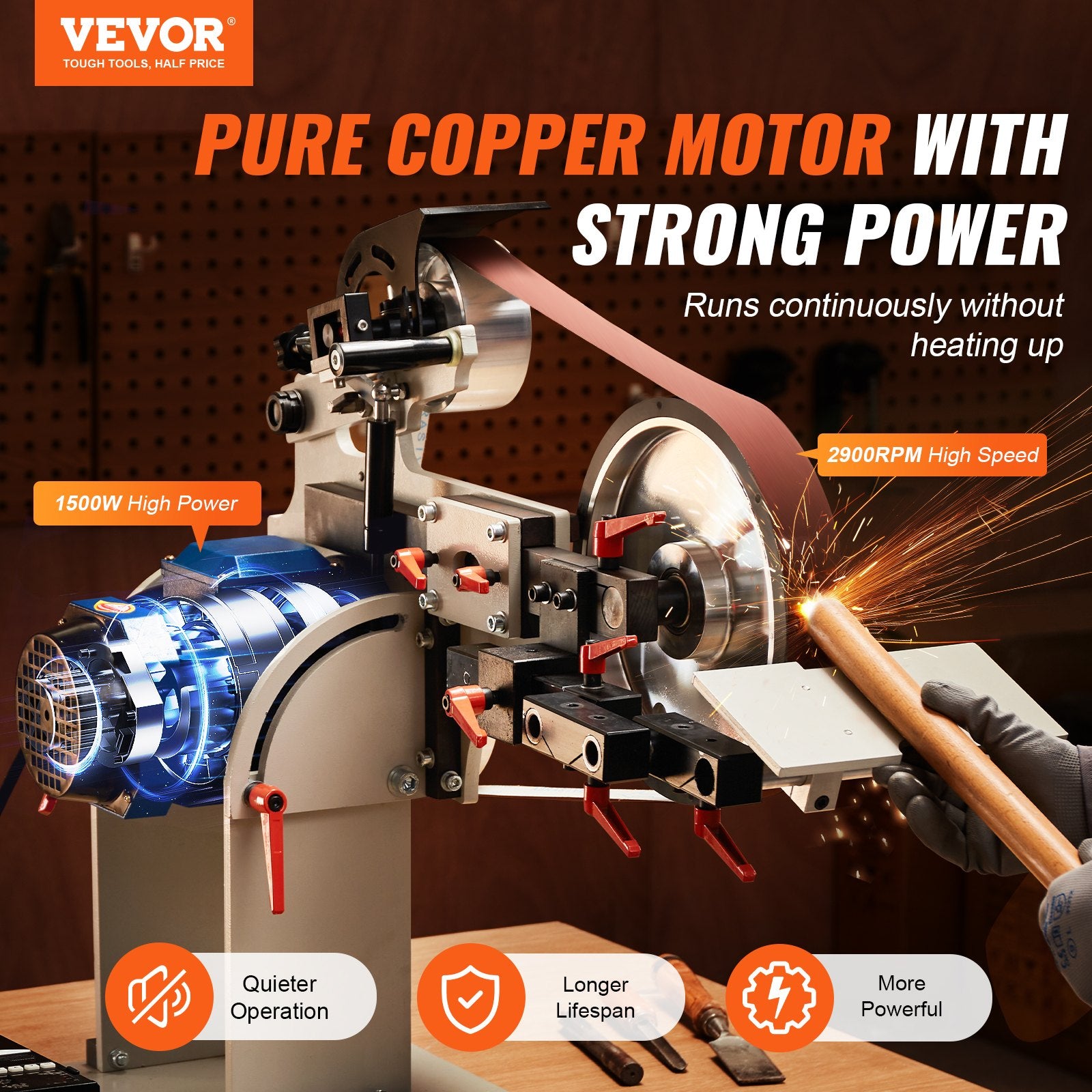 Sanding Accessories: VEVOR Belt Grinder Sander 72 x 2-Inch Belt Polisher with VFD 3 Grinding Moulds