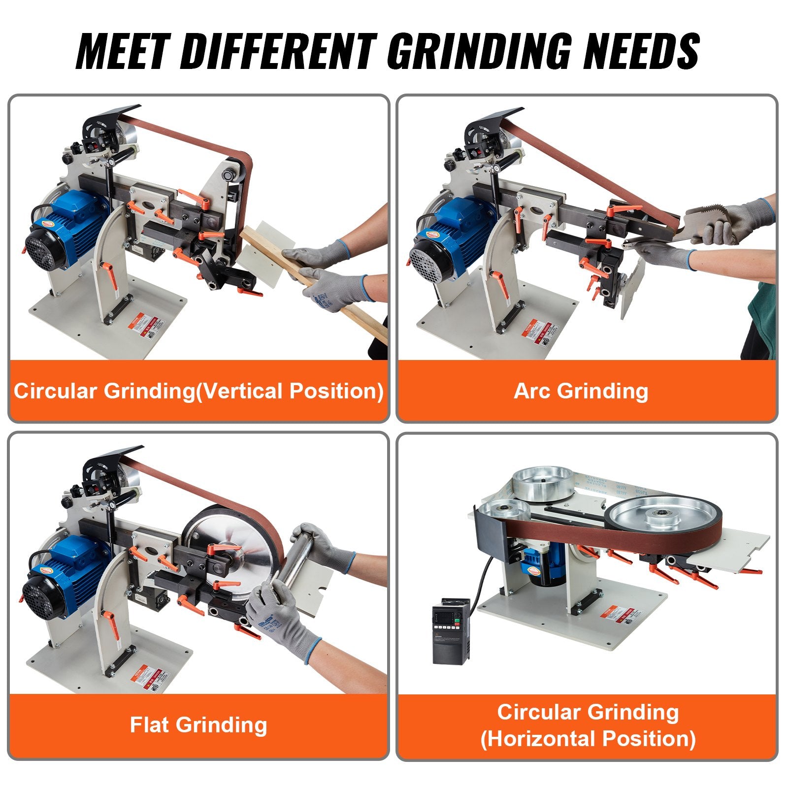 Sanding Accessories: VEVOR Belt Grinder Sander 72 x 2-Inch Belt Polisher with VFD 3 Grinding Moulds