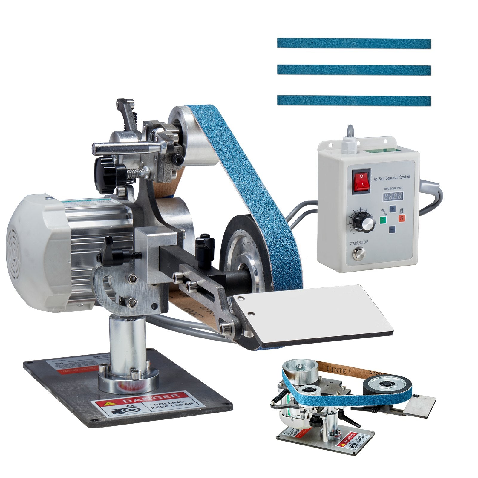 Desktops & Accessories: VEVOR Belt Grinder Sander, 30 x 1-Inch Variable Speed Belt Polisher with VFD, 550W Polishing Grinding Machine with 2 Grinding Moulds & 3PCS Sanding Belts for Metalworking, Knife Making