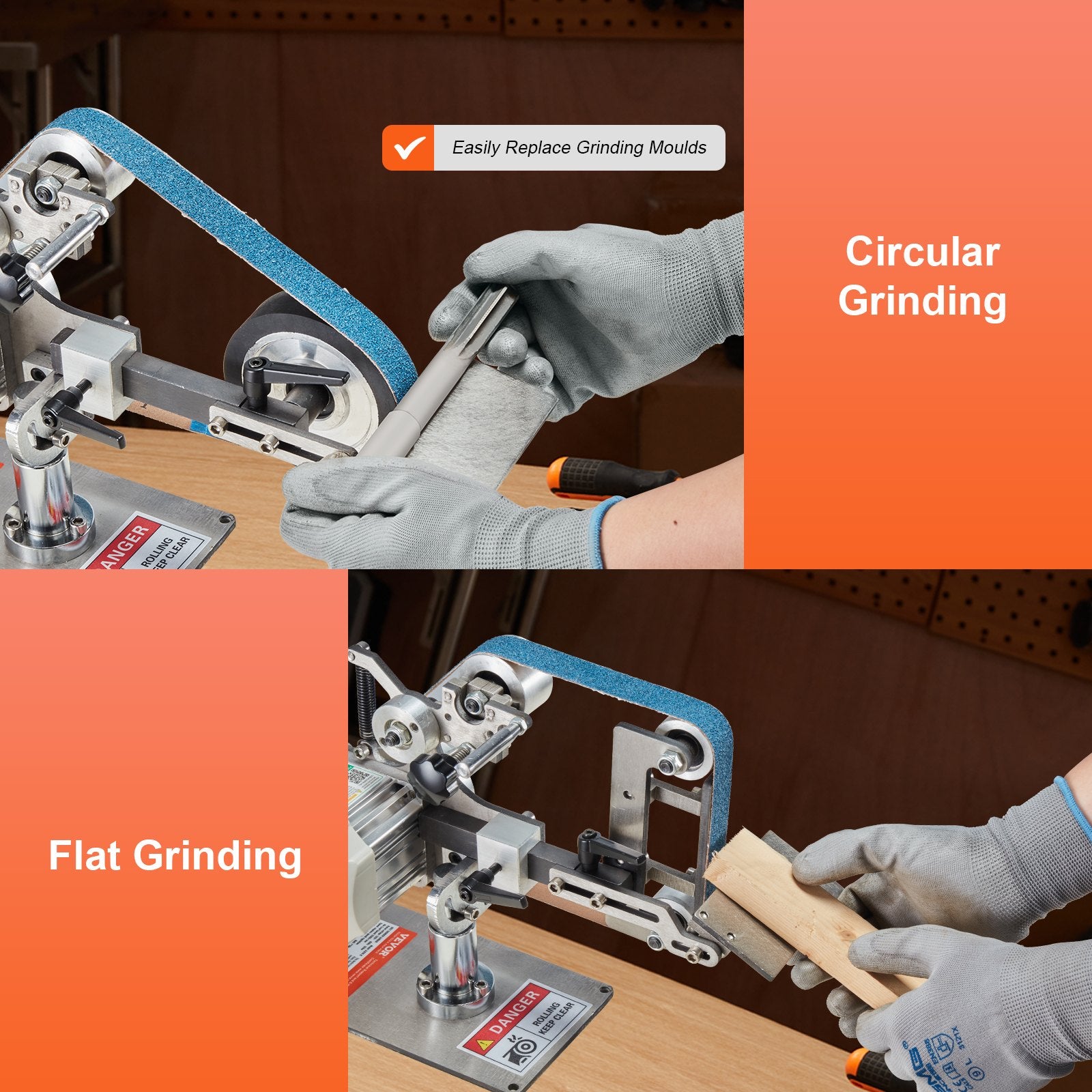 Desktops & Accessories: VEVOR Belt Grinder Sander, 30 x 1-Inch Variable Speed Belt Polisher with VFD, 550W Polishing Grinding Machine with 2 Grinding Moulds & 3PCS Sanding Belts for Metalworking, Knife Making