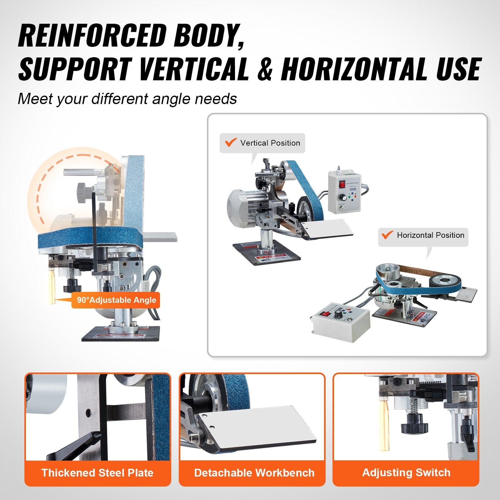 Desktops & Accessories: VEVOR Belt Grinder Sander, 30 x 1-Inch Variable Speed Belt Polisher with VFD, 550W Polishing Grinding Machine with 2 Grinding Moulds & 3PCS Sanding Belts for Metalworking, Knife Making