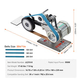 Desktops & Accessories: VEVOR Belt Grinder Sander, 30 x 1-Inch Variable Speed Belt Polisher with VFD, 550W Polishing Grinding Machine with 2 Grinding Moulds & 3PCS Sanding Belts for Metalworking, Knife Making
