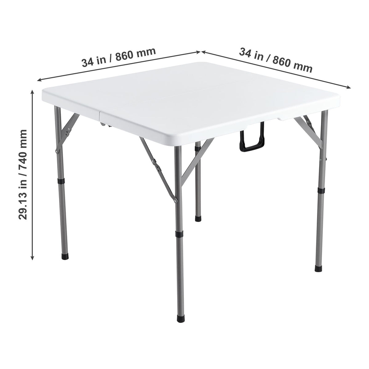 Mahjong Table, Fold-in-Half 4 Player Card Table with Wear-Resistant Green Tabletop, Portable Bi-Folding Square Domino Table with Carrying Handle for Outdoor Camping Picnic Party, 90 x90-inch