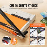 Chainsaws: VEVOR Paper Cutter, Guillotine Trimmer, 381 mm Cut Length, 16 Sheets Capacity, Heavy Duty Guillotine Paper Cutter with Guard Rail/Blade Lock for Cardstock/Cardboard, Paper Trimmer for Home Office