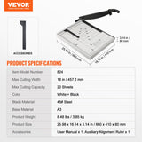 Cutters: VEVOR Paper Cutter, Guillotine Trimmer, 457 mm Cut Length, 20 Sheets Capacity, Heavy Duty Guillotine Paper Cutter with Guard Rail/Blade Lock for Cardstock/Cardboard, Paper Trimmer for Home Office