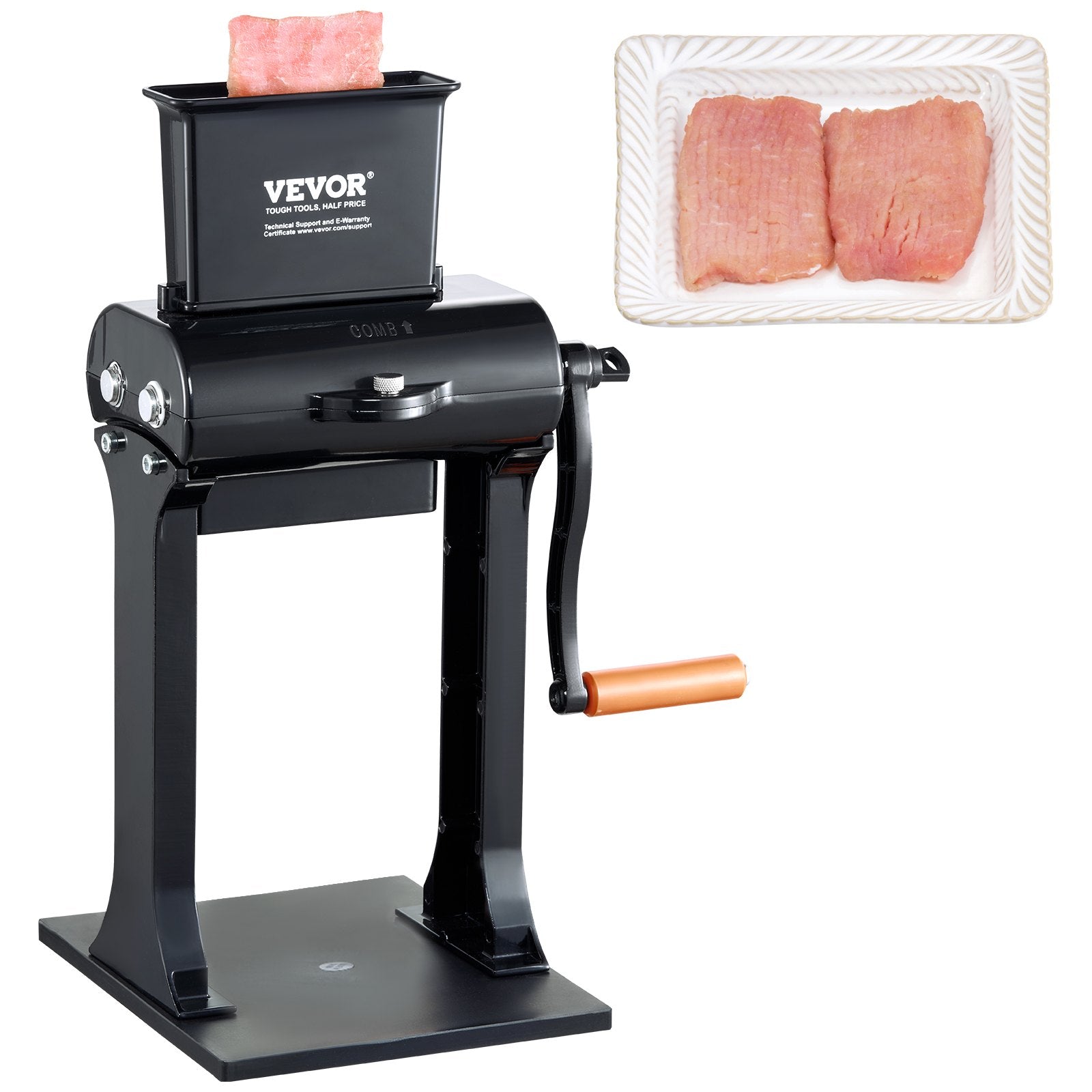 Farm Equipment: VEVOR Commercial Meat Tenderizer, Heavy Duty Stainless Steel Meat Tenderizer Machine, Quick and Easy Manual Operation Kitchen Tool, 148mm Feed Port for Beef, Turkey, Chicken, Pork, Steak, and Fish