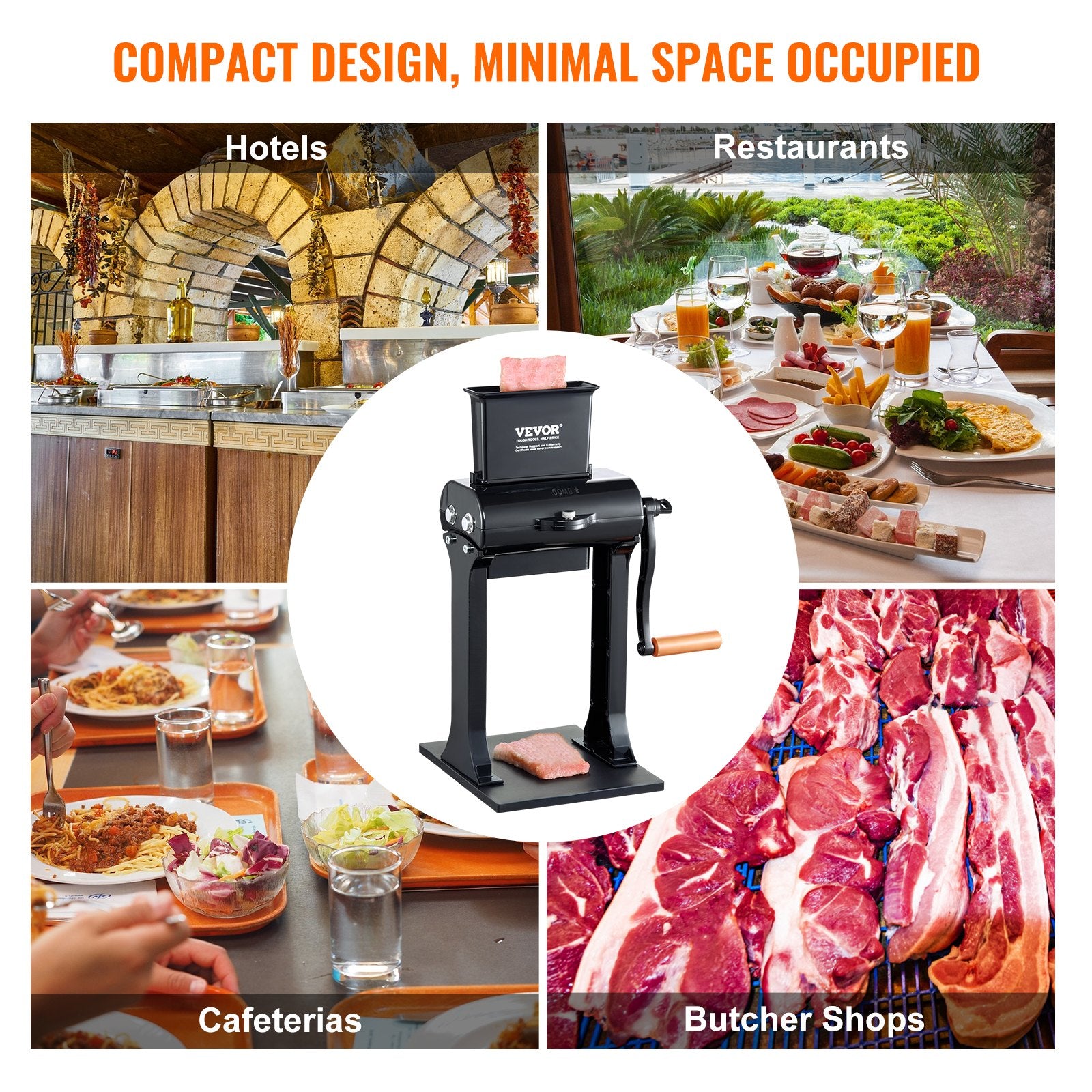 Farm Equipment: VEVOR Commercial Meat Tenderizer, Heavy Duty Stainless Steel Meat Tenderizer Machine, Quick and Easy Manual Operation Kitchen Tool, 148mm Feed Port for Beef, Turkey, Chicken, Pork, Steak, and Fish
