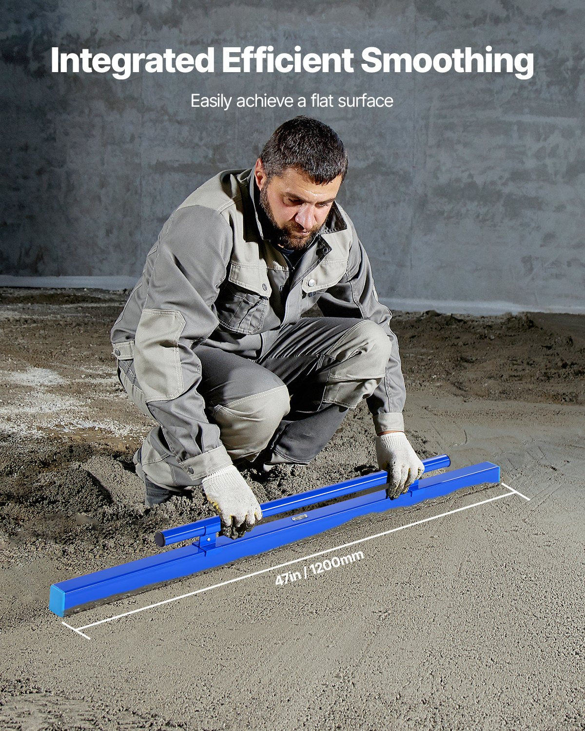 Foot Care: VEVOR Concrete Screed, 120.5 cm Screed with Level Vial, Easy Cleanup & End Cap Design, Aluminum Lightweight & Reversable Handle for Leveling Floors, Small-Scale Construction and Home Renovation