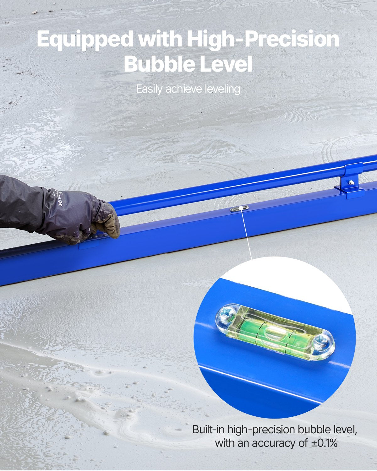 Foot Care: VEVOR Concrete Screed, 120.5 cm Screed with Level Vial, Easy Cleanup & End Cap Design, Aluminum Lightweight & Reversable Handle for Leveling Floors, Small-Scale Construction and Home Renovation