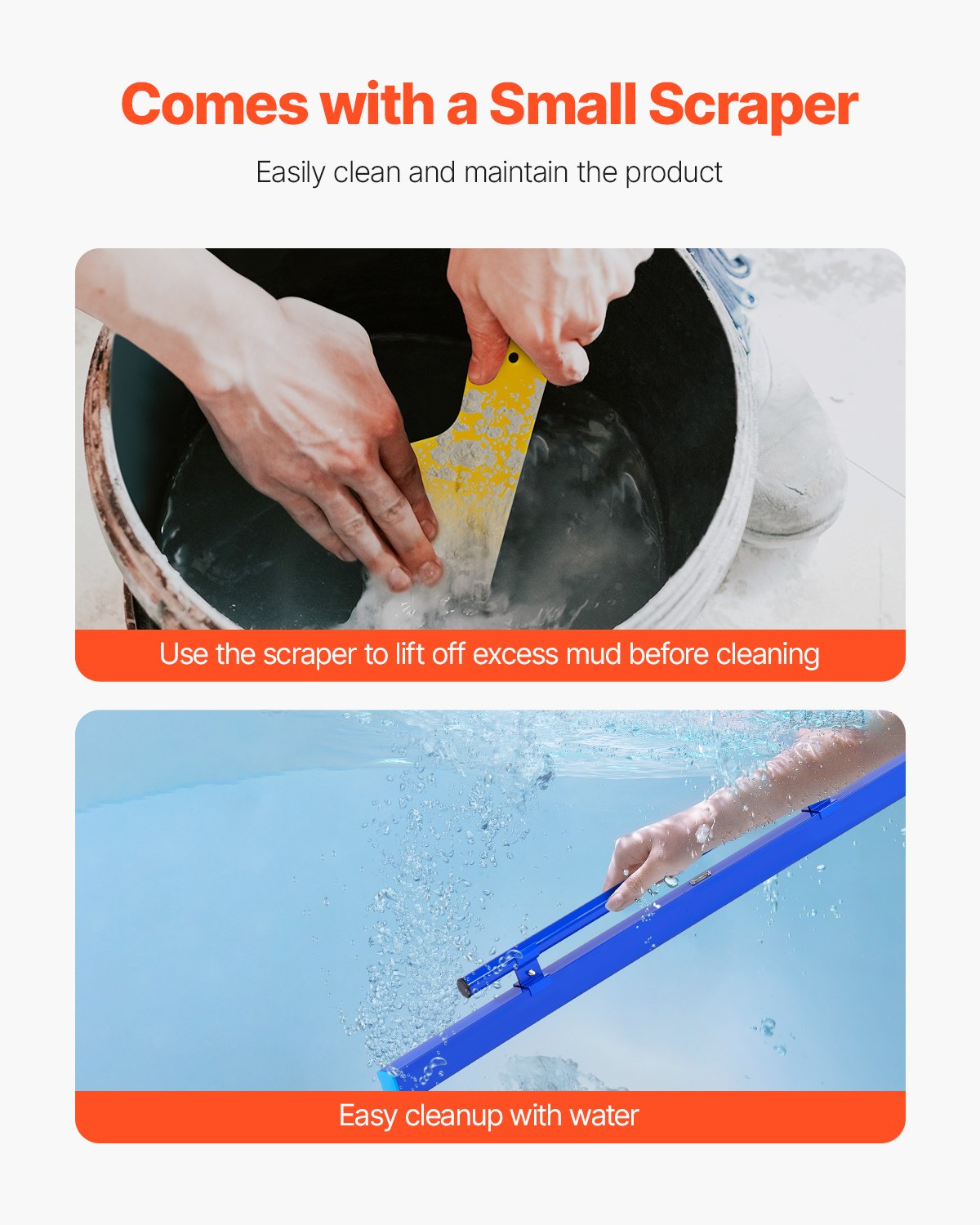 Foot Care: VEVOR Concrete Screed, 120.5 cm Screed with Level Vial, Easy Cleanup & End Cap Design, Aluminum Lightweight & Reversable Handle for Leveling Floors, Small-Scale Construction and Home Renovation