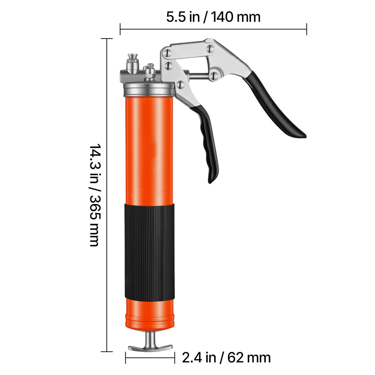 Grease Gun, 8000 PSI, Pistol Grip Grease Gun Kit with 0.4 L Capacity, Includes 46 cm Flex Hose, Double Handle Grease Coupler, Extension Rigid Pipe & Sharp Type Nozzle for Automotive, Marine