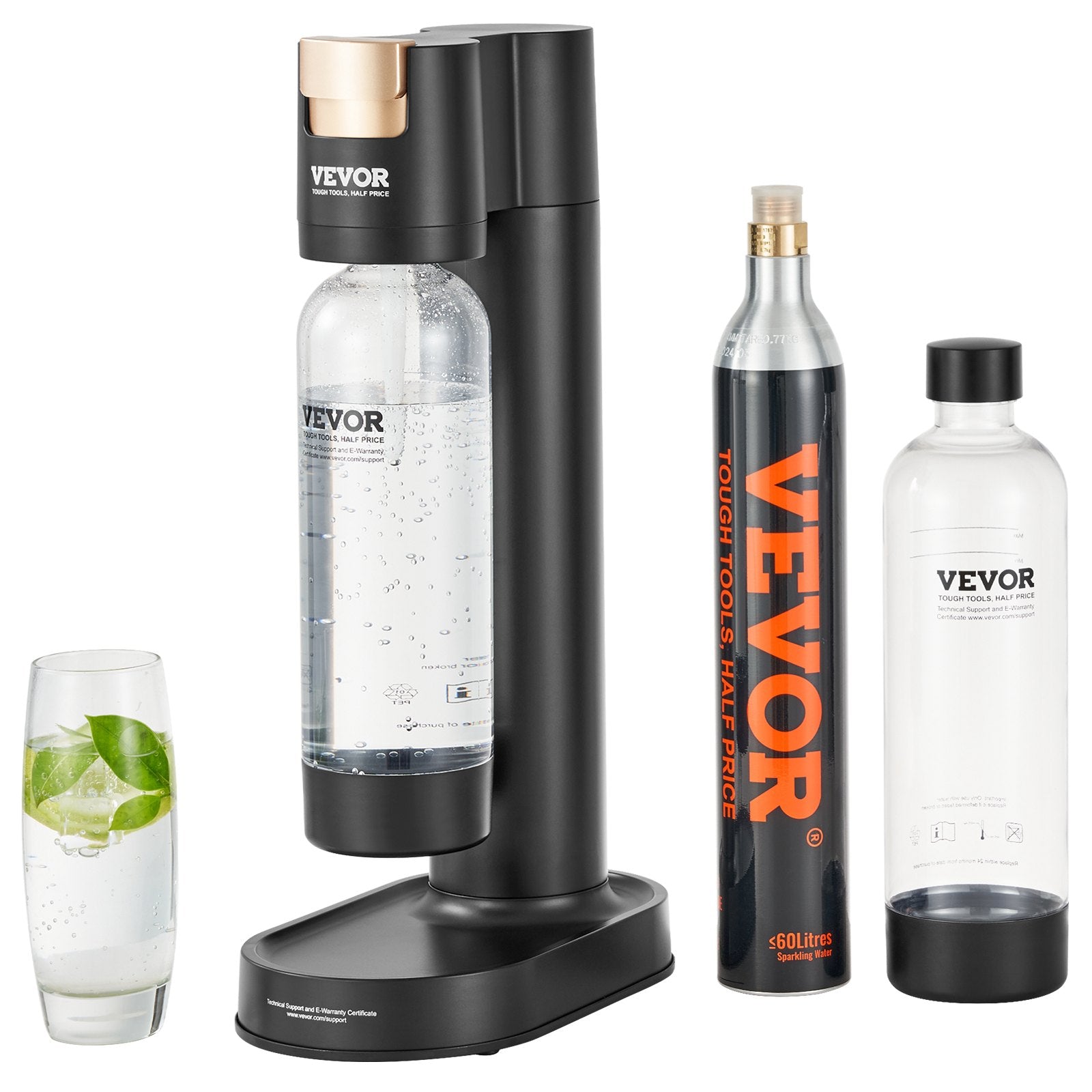 Gardening Tools: VEVOR Sparkling Water Maker, Soda Maker Machine for Home Carbonating, Seltzer Water Starter Kit with 2 BPA-free 1L PET Bottles, CO2 Cylinder, Compatible with Mainstream Screw-in 60L CO2 Cylinder