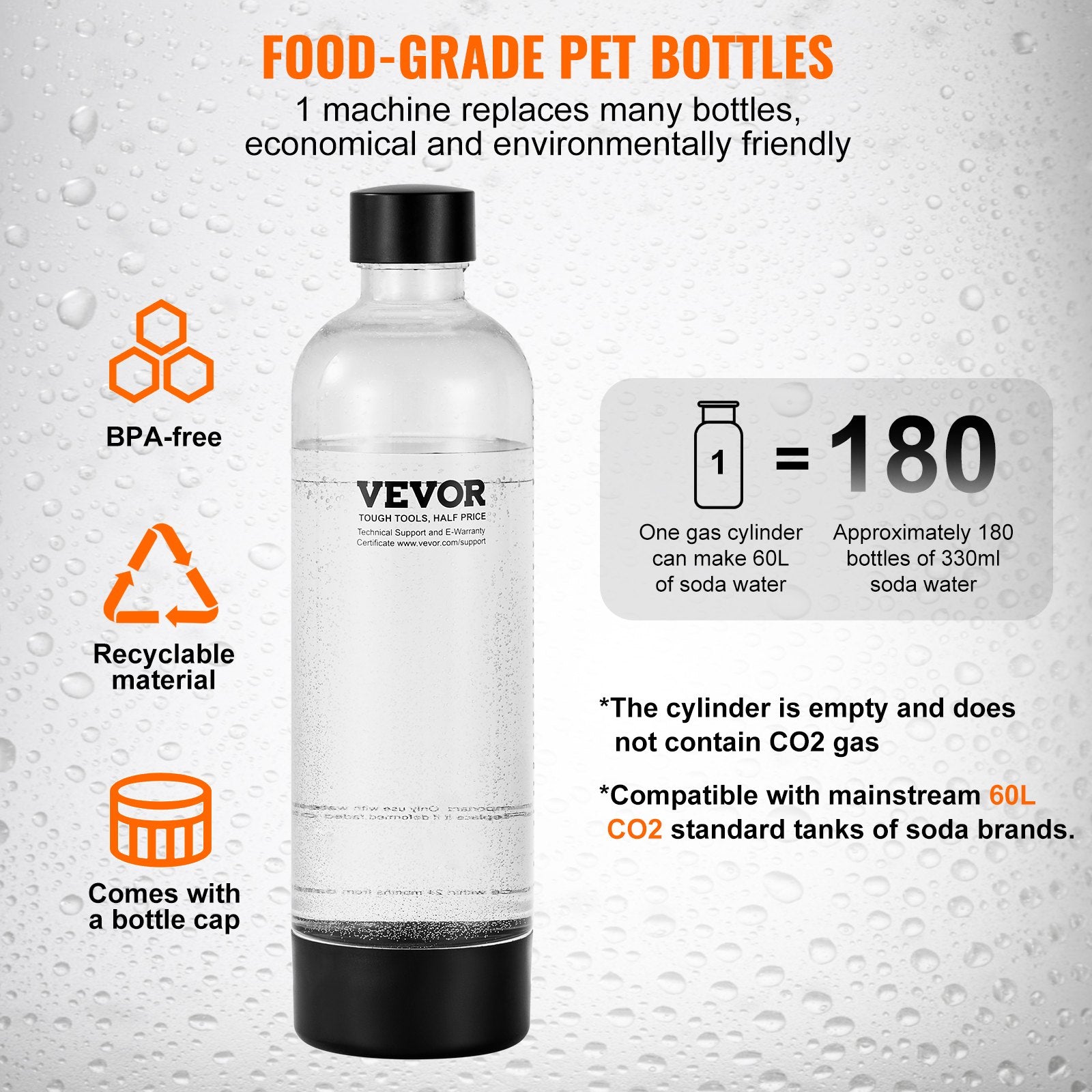 Gardening Tools: VEVOR Sparkling Water Maker, Soda Maker Machine for Home Carbonating, Seltzer Water Starter Kit with BPA-free 1L PET Bottle, 2 CO2 Cylinders, Compatible with Mainstream Screw-in 60L CO2 Cylinder