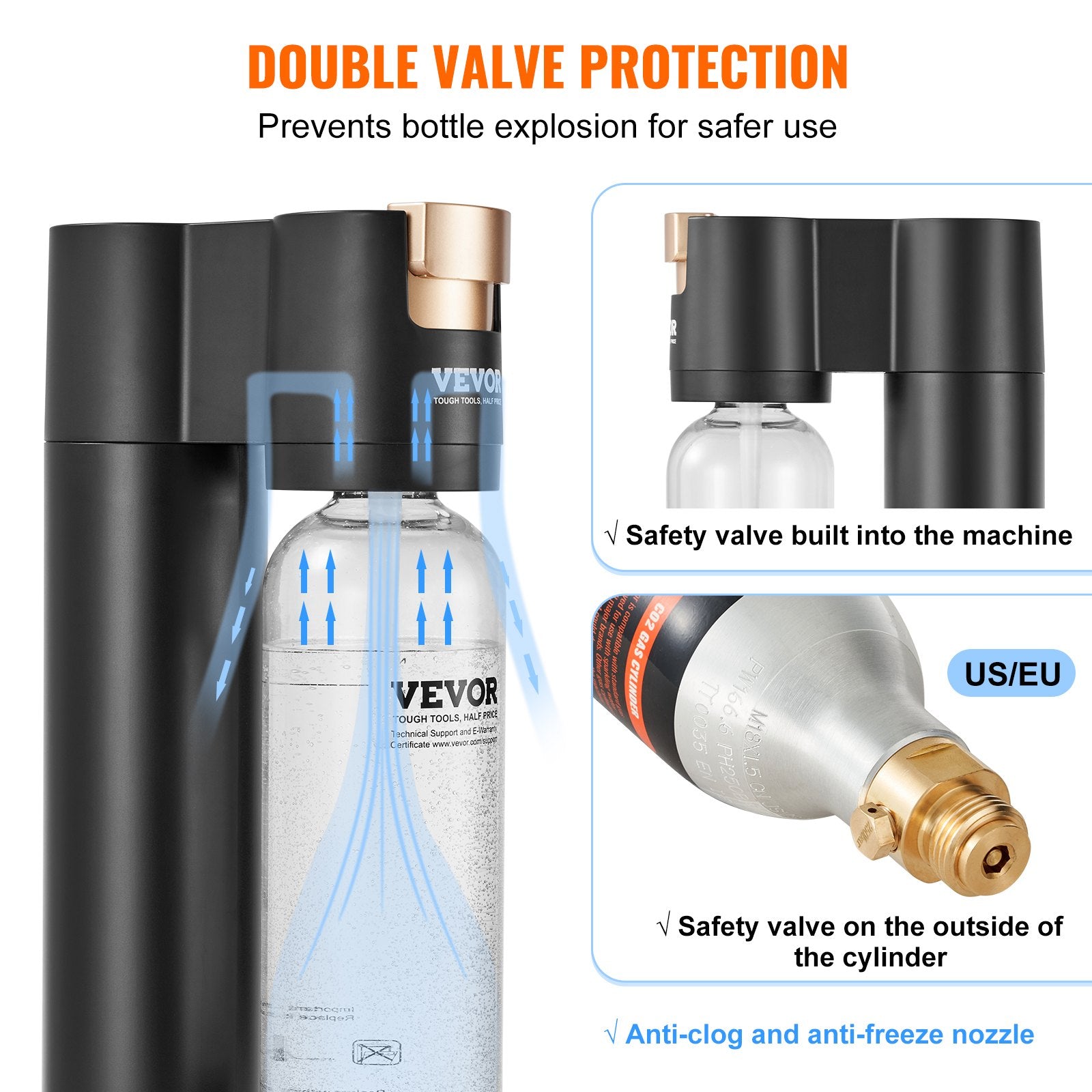 Gardening Tools: VEVOR Sparkling Water Maker, Soda Maker Machine for Home Carbonating, Seltzer Water Starter Kit with BPA-free 1L PET Bottle, 2 CO2 Cylinders, Compatible with Mainstream Screw-in 60L CO2 Cylinder
