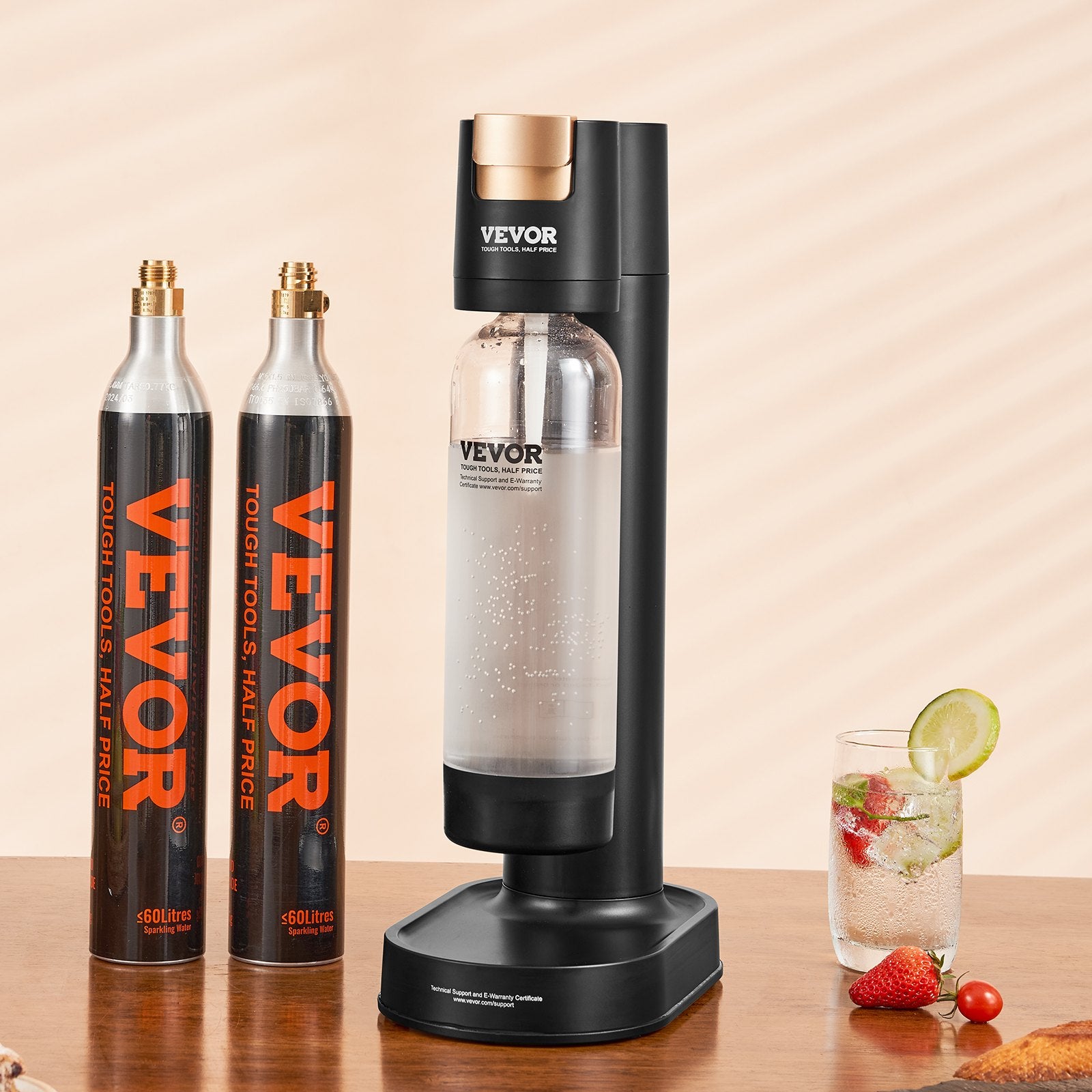 Gardening Tools: VEVOR Sparkling Water Maker, Soda Maker Machine for Home Carbonating, Seltzer Water Starter Kit with BPA-free 1L PET Bottle, 2 CO2 Cylinders, Compatible with Mainstream Screw-in 60L CO2 Cylinder