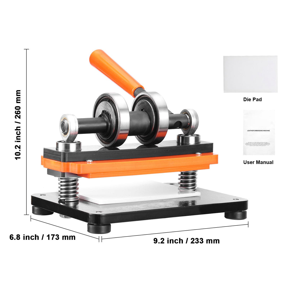 Leather Cutting Machine, 7.1 x 3.9 in Embossing Plate Manual Die Cutter, 0.47 in Pressure Stroke Leather Embossing Machine, Dual Guide Shafts Die Cut Machine for Various of Materials