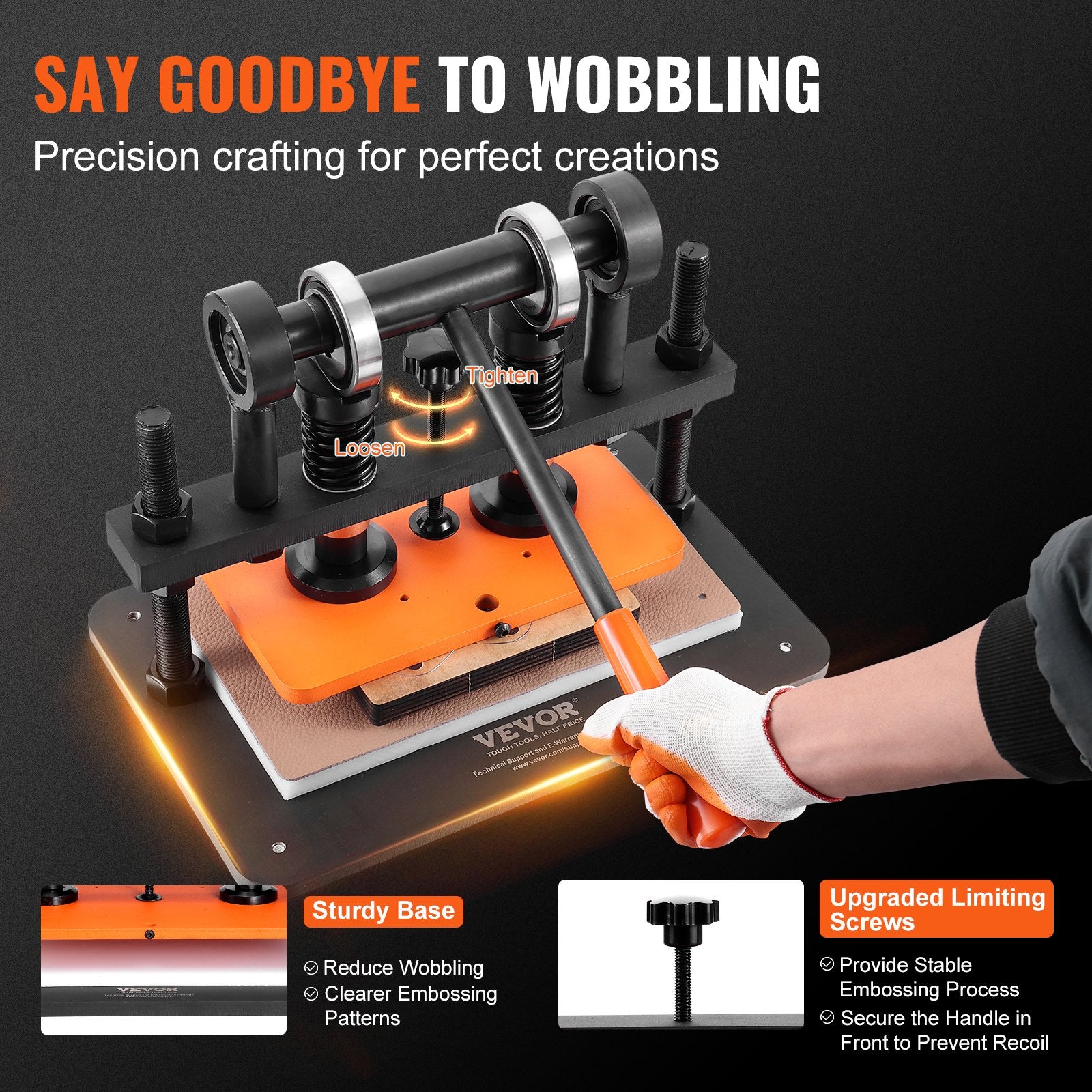 Cutters: VEVOR Leather Cutting Machine, 10.2 x 5.9 in Embossing Plate Manual Die Cutter, 0.47 in Pressure Stroke Leather Embossing Machine, Dual Guide Shafts Die Cut Machine for Various of Materials