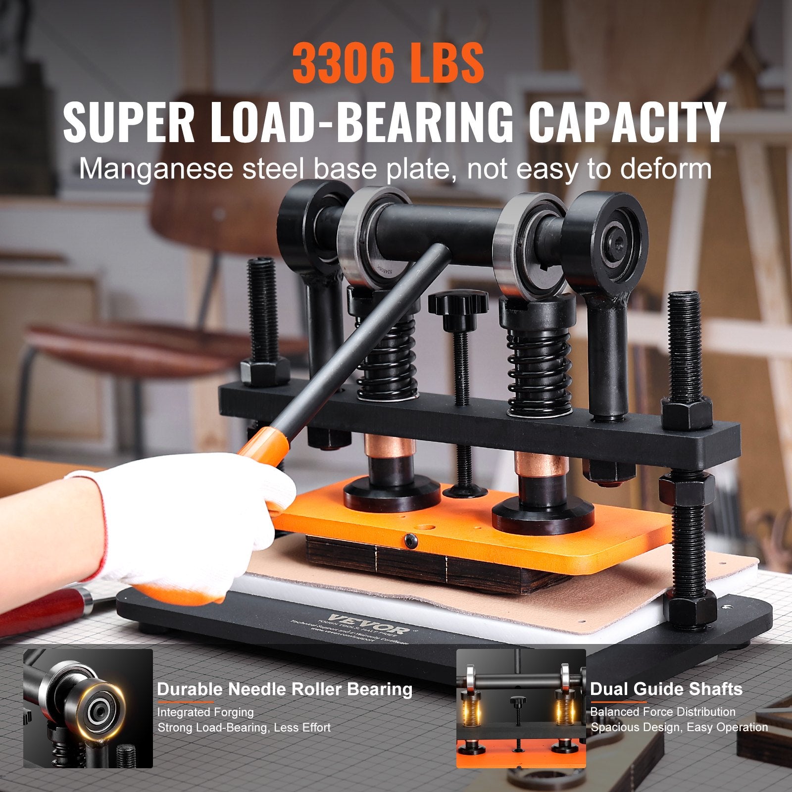 Cutters: VEVOR Leather Cutting Machine, 10.2 x 4.7 in Embossing Plate Manual Die Cutter, 0.47 in Pressure Stroke Leather Embossing Machine, Dual Guide Shafts Die Cut Machine for Various of Materials