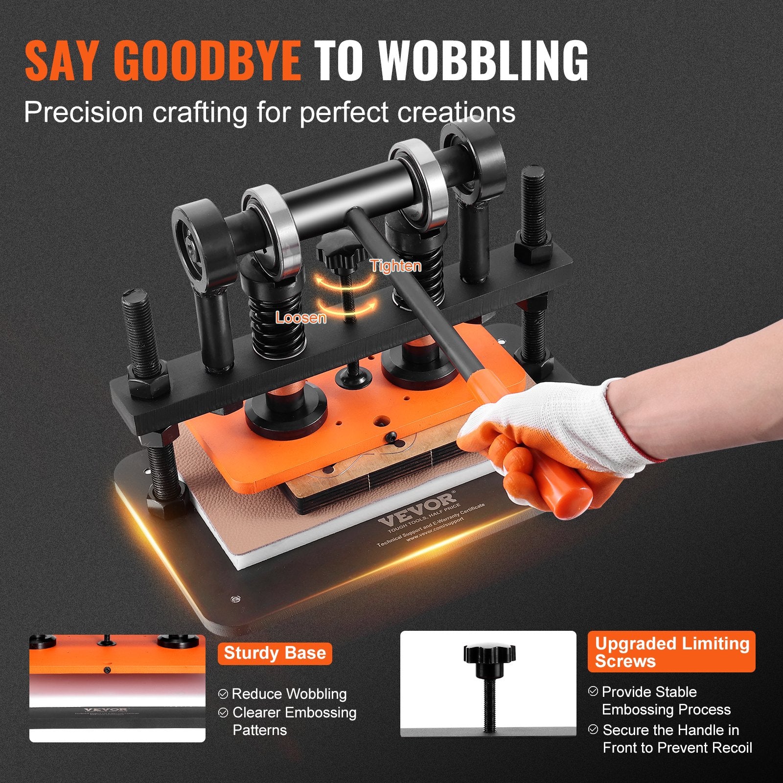 Cutters: VEVOR Leather Cutting Machine, 10.2 x 4.7 in Embossing Plate Manual Die Cutter, 0.47 in Pressure Stroke Leather Embossing Machine, Dual Guide Shafts Die Cut Machine for Various of Materials