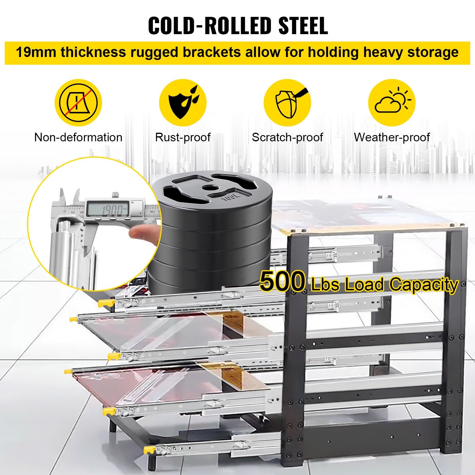 Basketball & Basketball Accessories: VEVOR Drawer Slides with Lock, 1 Pair 40 inch, Heavy-Duty Industrial Steel up to 500 lbs Capacity, 3-Fold Full Extension, Ball Bearing Lock-in & Lock-Out, Side Mount