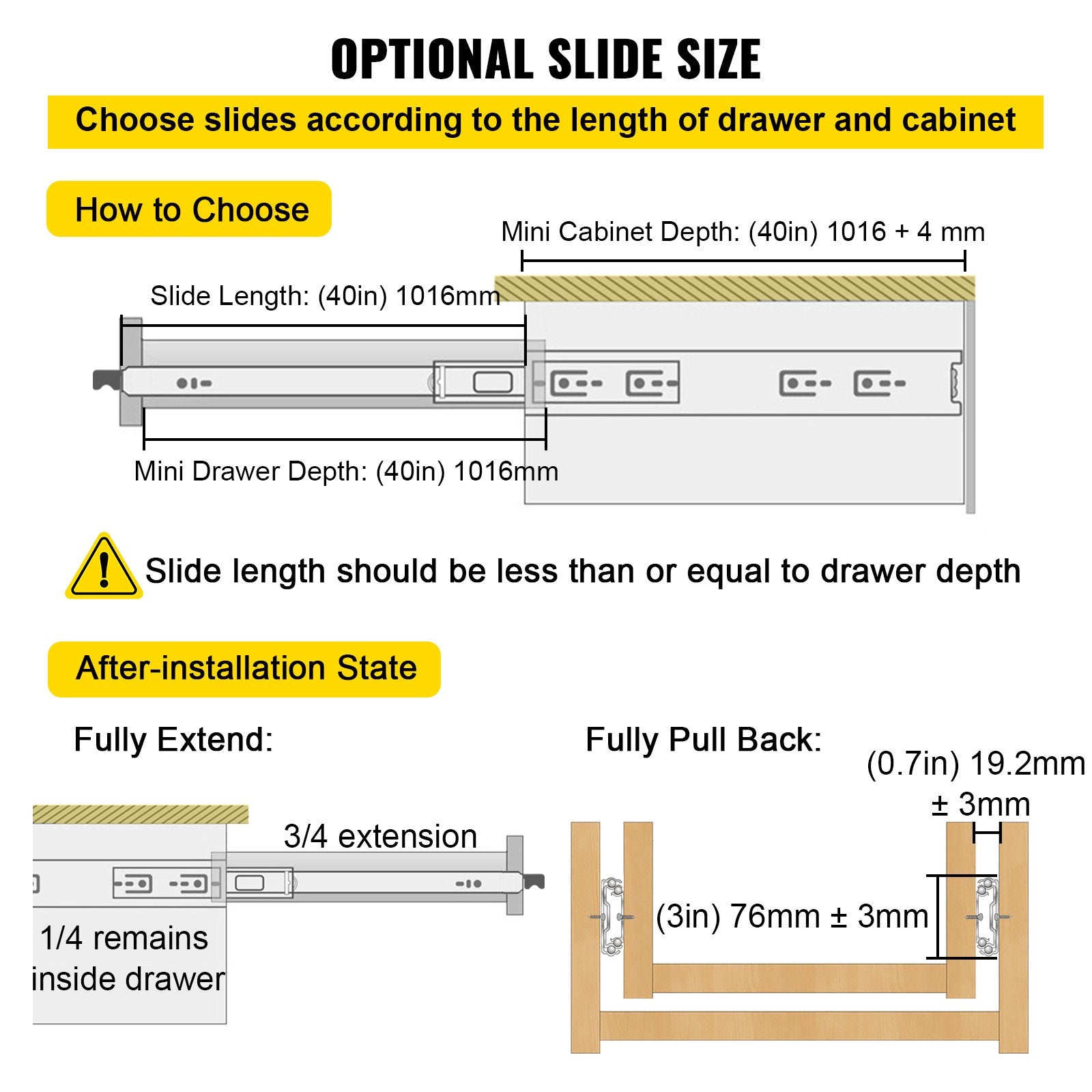 Basketball & Basketball Accessories: VEVOR Drawer Slides with Lock, 1 Pair 40 inch, Heavy-Duty Industrial Steel up to 500 lbs Capacity, 3-Fold Full Extension, Ball Bearing Lock-in & Lock-Out, Side Mount