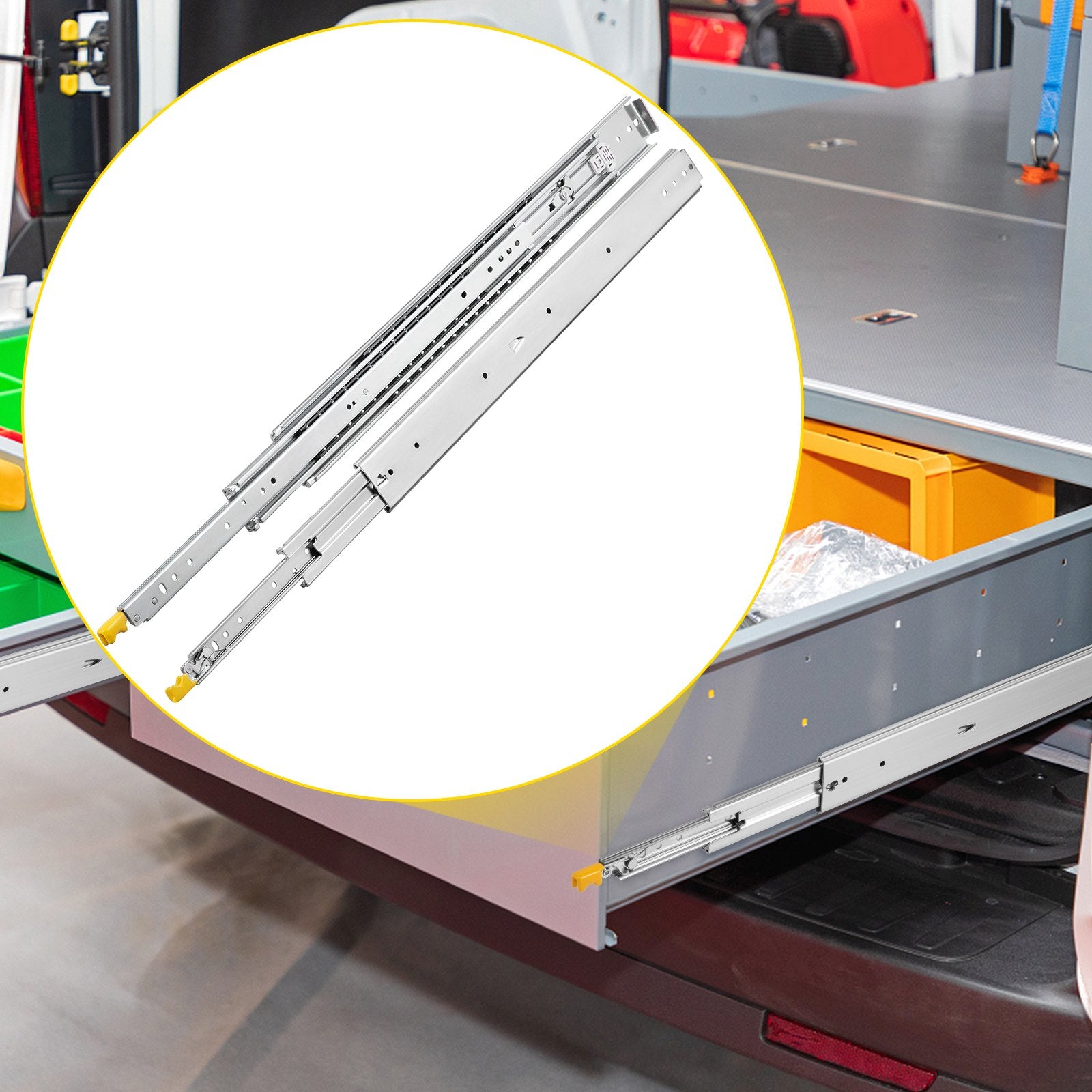 Basketball & Basketball Accessories: VEVOR Drawer Slides with Lock, 1 Pair 40 inch, Heavy-Duty Industrial Steel up to 500 lbs Capacity, 3-Fold Full Extension, Ball Bearing Lock-in & Lock-Out, Side Mount