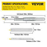 Basketball & Basketball Accessories: VEVOR Drawer Slides with Lock, 1 Pair 60 inch, Heavy-Duty Industrial Steel up to 500 lbs Capacity, 3-Fold Full Extension, Ball Bearing Lock-in & Lock-Out, Side Mount