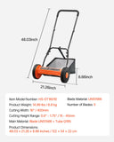 Gardening Tools: VEVOR 40cm Push Reel Lawn Mower 5-Blade Adjustable Height Grass Catcher 2-Wheel