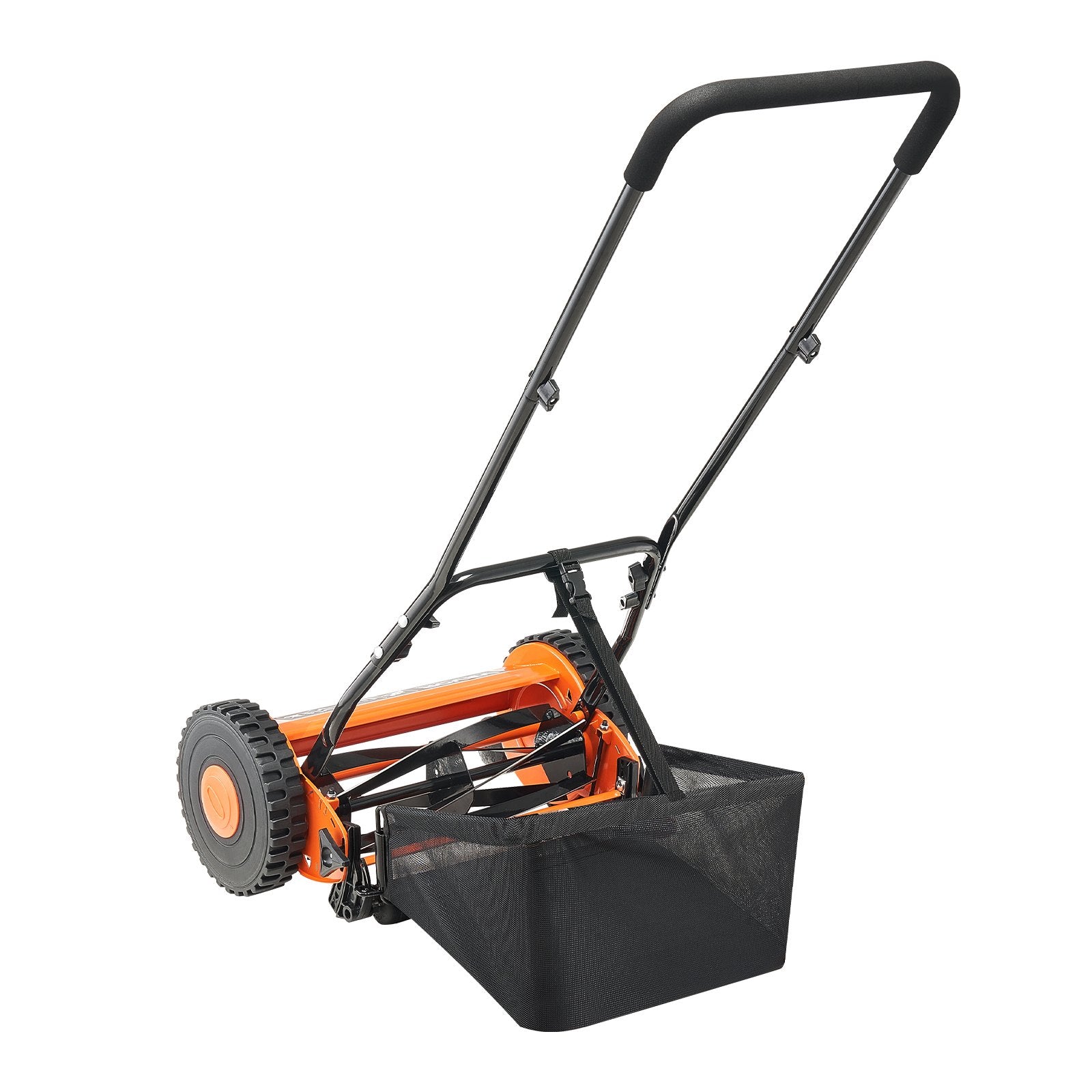 Gardening Tools: VEVOR 40cm Push Reel Lawn Mower 5-Blade Adjustable Height Grass Catcher 2-Wheel