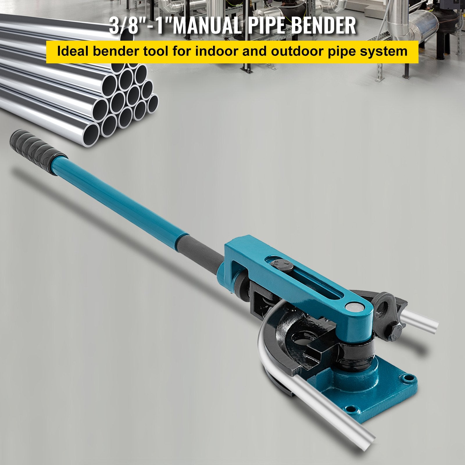 Rebar Cutters: VEVOR Pipe Tube Bender, 3/8" to 1" Manual Pipe Tube Bender, with 7 Dies, Heavy Duty Tube Bender Tubing of Steel Metal Copper, for Repair Shops, Blue