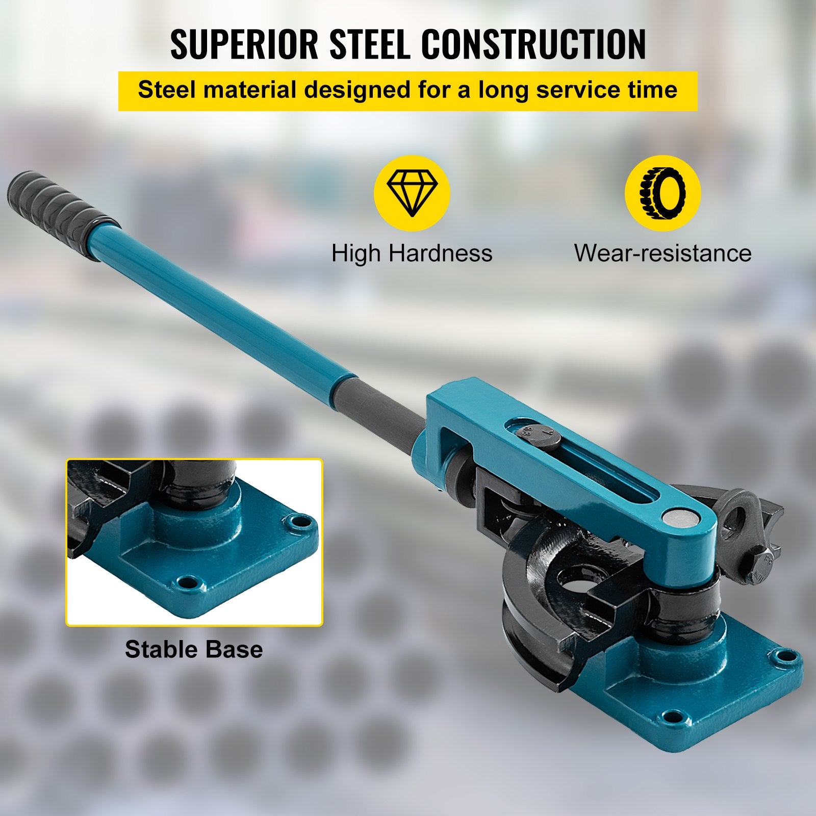 Rebar Cutters: VEVOR Pipe Tube Bender, 3/8" to 1" Manual Pipe Tube Bender, with 7 Dies, Heavy Duty Tube Bender Tubing of Steel Metal Copper, for Repair Shops, Blue