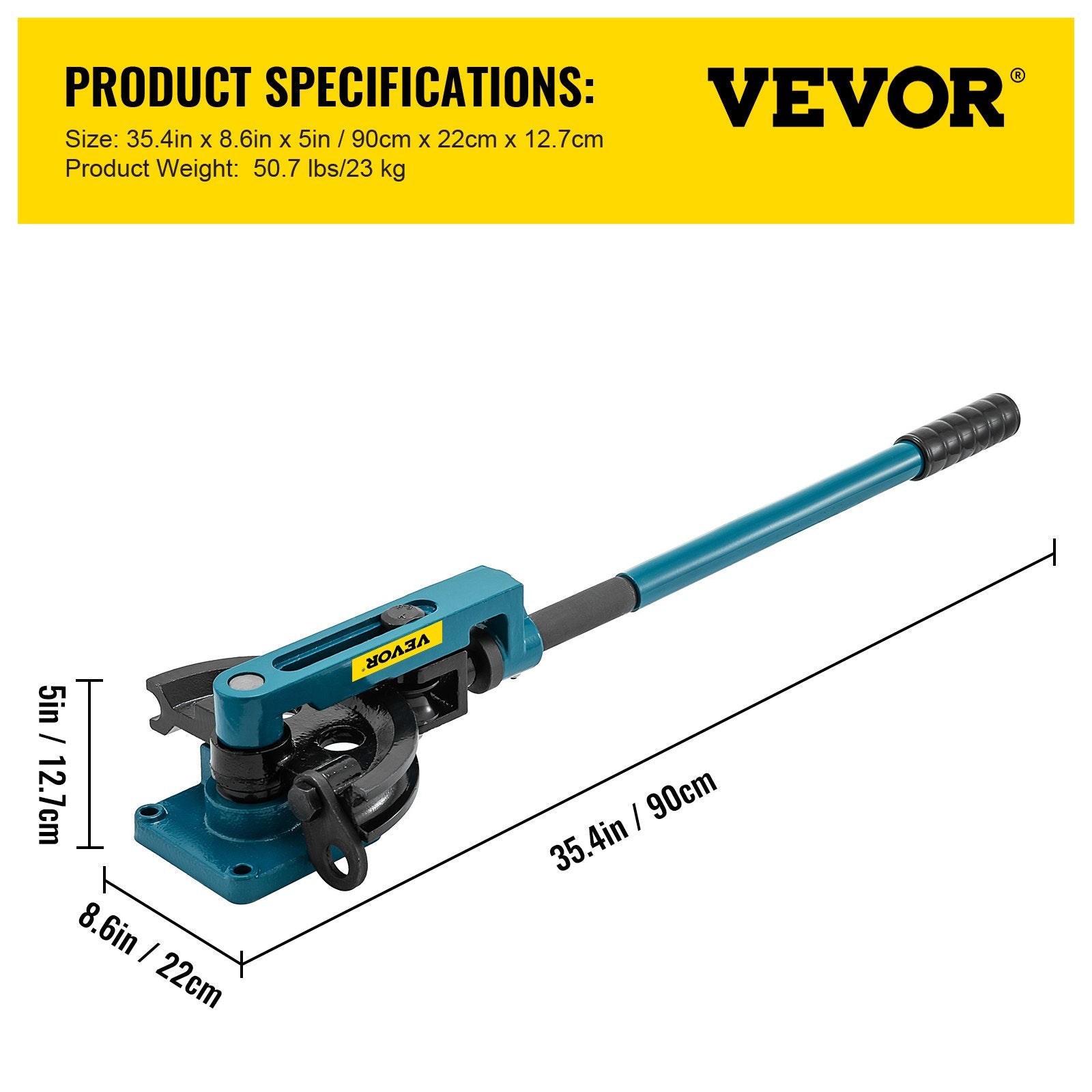 Rebar Cutters: VEVOR Pipe Tube Bender, 3/8" to 1" Manual Pipe Tube Bender, with 7 Dies, Heavy Duty Tube Bender Tubing of Steel Metal Copper, for Repair Shops, Blue