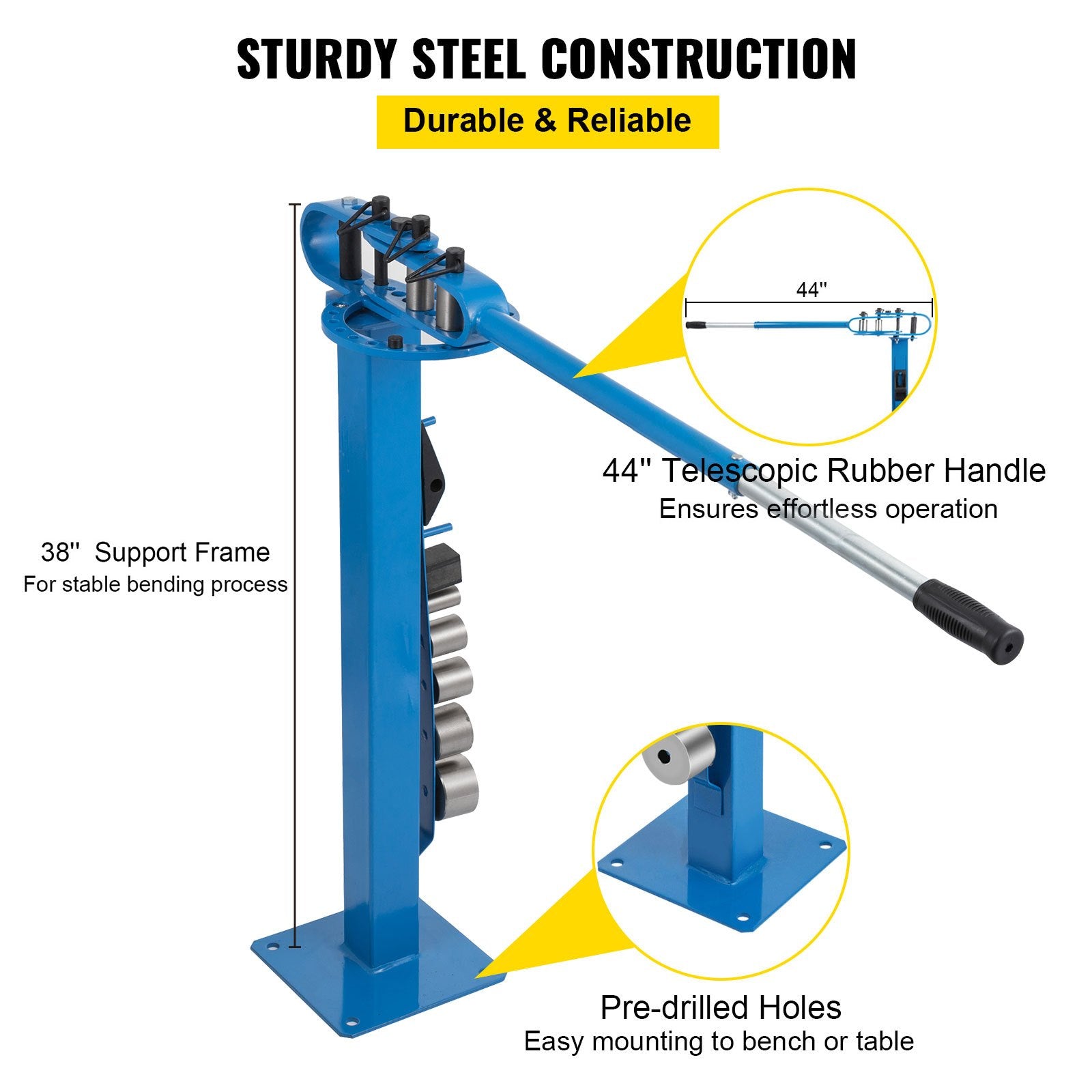 Audio Accessories: VEVOR YP-38 Metal Bender 1"-3" Flat Bar Square Rod Bending 7 Dies w/ Floor Stand