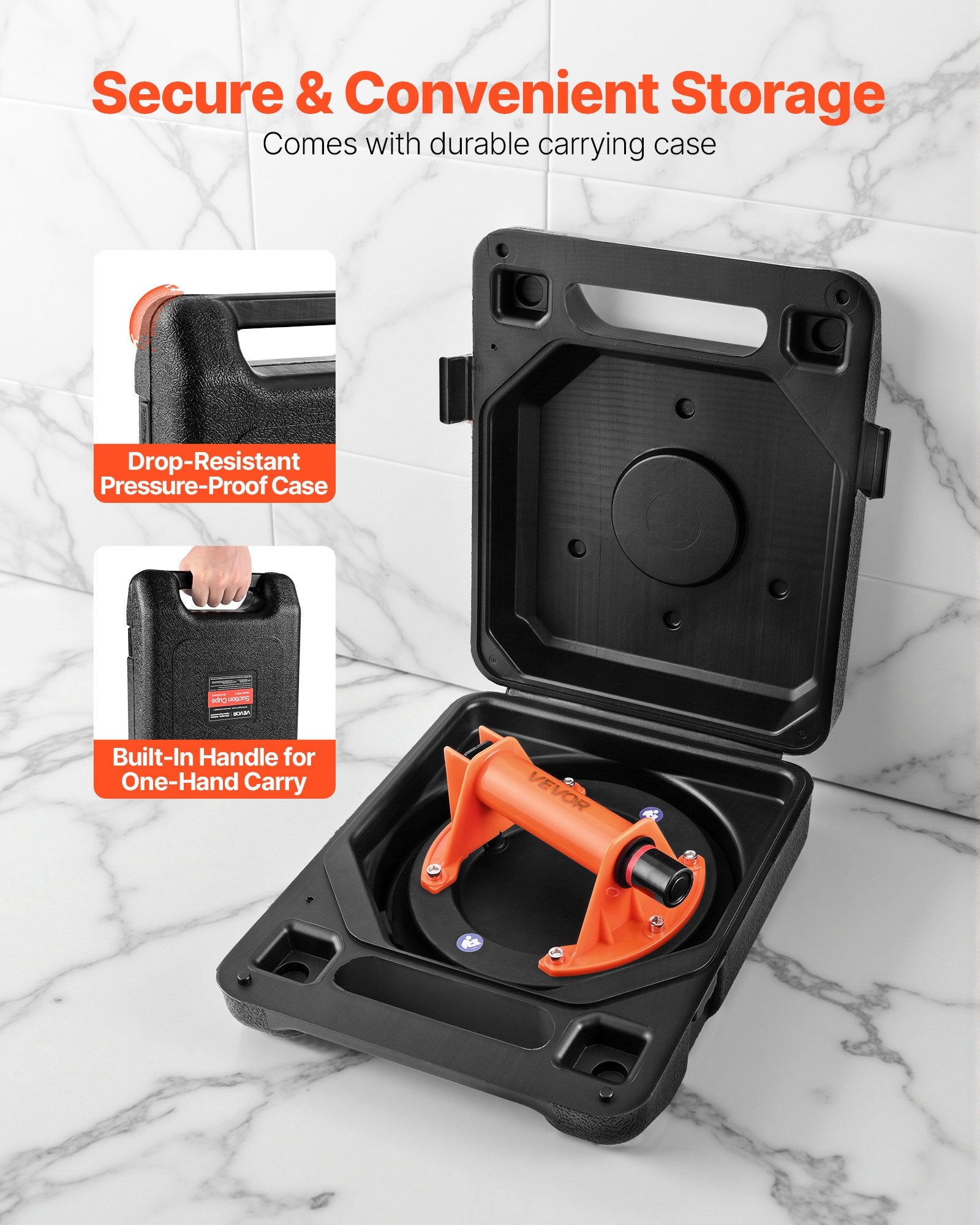 Tattoo Suppliers: VEVOR Vacuum Suction Cup, 203 mm Vacuum Glass Lifter with ABS Handle, 180 kg Max Lifting Capacity Tile Suction Cup Tool with Carrying Case for Lifting Large Tile, Granite, Drywall, Windows (1-Pack)