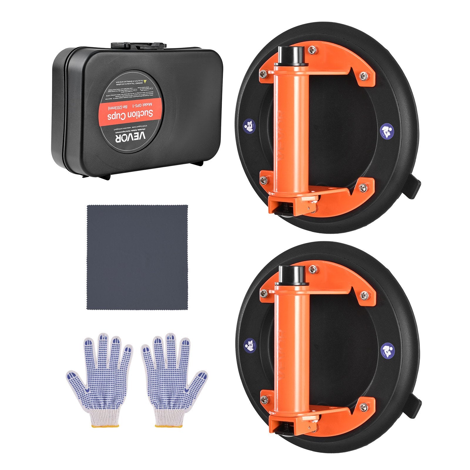 Tattoo Suppliers: VEVOR Vacuum Suction Cup, 203 mm Vacuum Glass Lifter with Metal Handle, 195 kg Max Lifting Capacity Tile Suction Cup Tool with Carrying Case for Lifting Large Tile, Granite, Drywall, Windows (2-Pack)