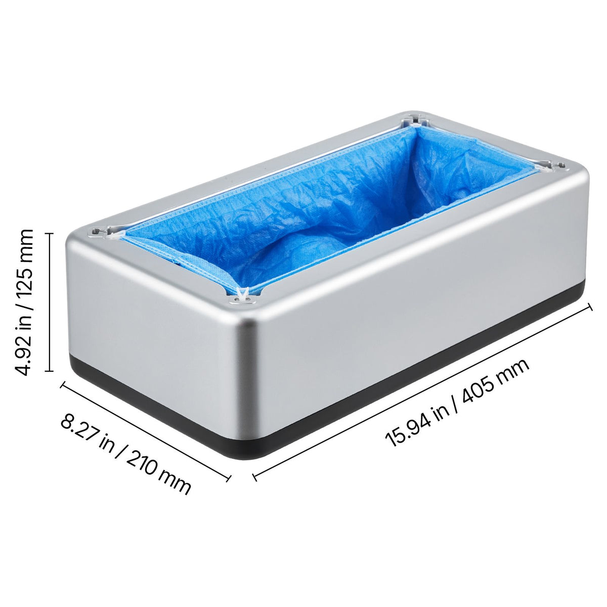Shoe Cover Dispenser, Automatic Shoe Covers Dispenser with 100 Pcs of Non-Slip Disposable Shoes Covers, Fits Size Up to US 11, for Home, Office, Lab, Factory, Hospital, Indoor Use, Silver